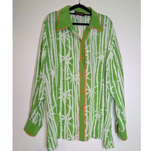 Vintage Bob Mackie 100% Silk Shirt XL Tropical Vacation Beach Resortwear Artsy - Picture 2 of 6